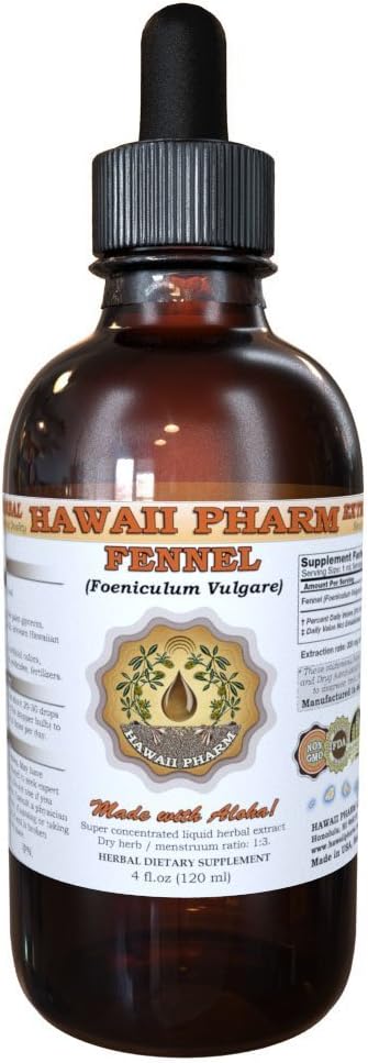 Hawaii Pharm Fennel Liquid Extract, Venkel (Foeniculum Vulgare) Zaadpoeder Tinctuur Supplement 2 oz