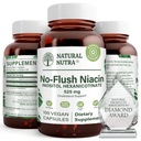 Natuurlijke Nutra No Flush Niacin, Vitamine B3 Supplement, helpt verbeteren Cardiovasculair Gezondheid, helpt verbeteren huidtextuur, bevordert betere hersenfunctie, helpt Boost Energieniveau 525 mg, 100 capsules