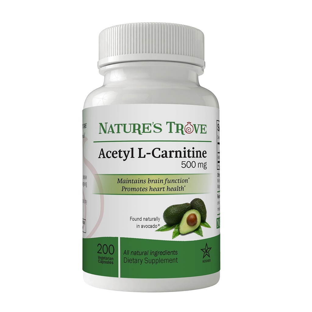 Nature's Trove Acetyl L-Carnitine (ALCAR) 500 mg 200 Vegetarische Capsules