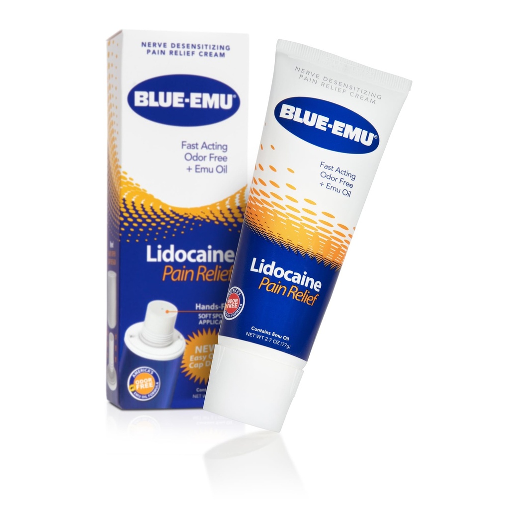 BLUE-EMU Crème de soulagement de la douleur à la lidocaïne pour un soulagement rapide, en numération, 2,7 Oz, 1 emballage