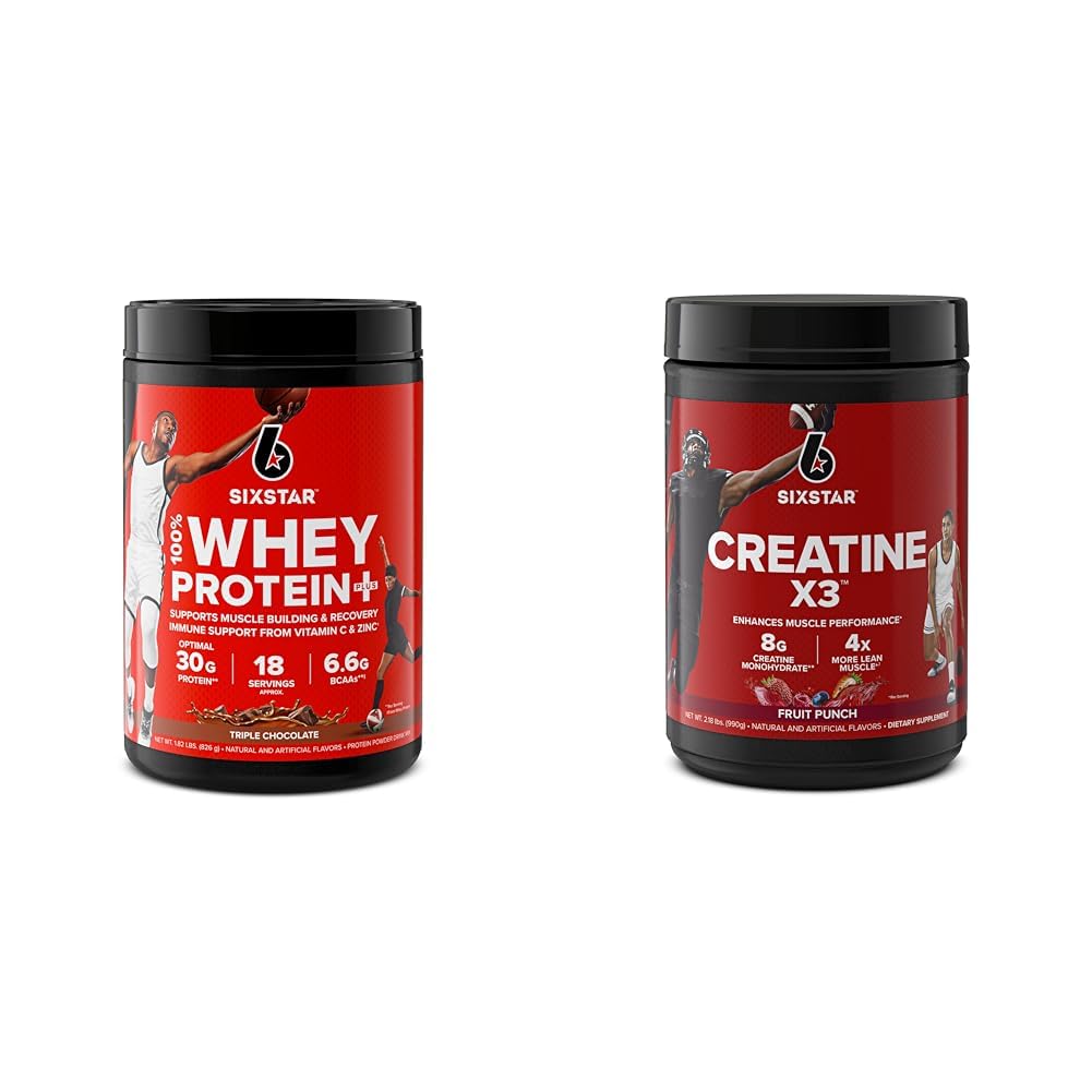 Six Star Elite Series 100% Whey Protein Plus Triple Chocolate 1,8lbs US & Createine Powder Create X3 