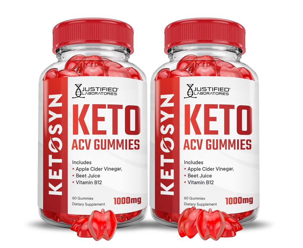 (2 Pack) Ketosyn Keto ACV Gummies Geavanceerde Formule 1000MG Ketosyn Keto Gummies Apple Cider Vinegar Geformuleerd met Granaatappel Beet Sap Poeder B12 Vegan Non GMO 120 Gummys
