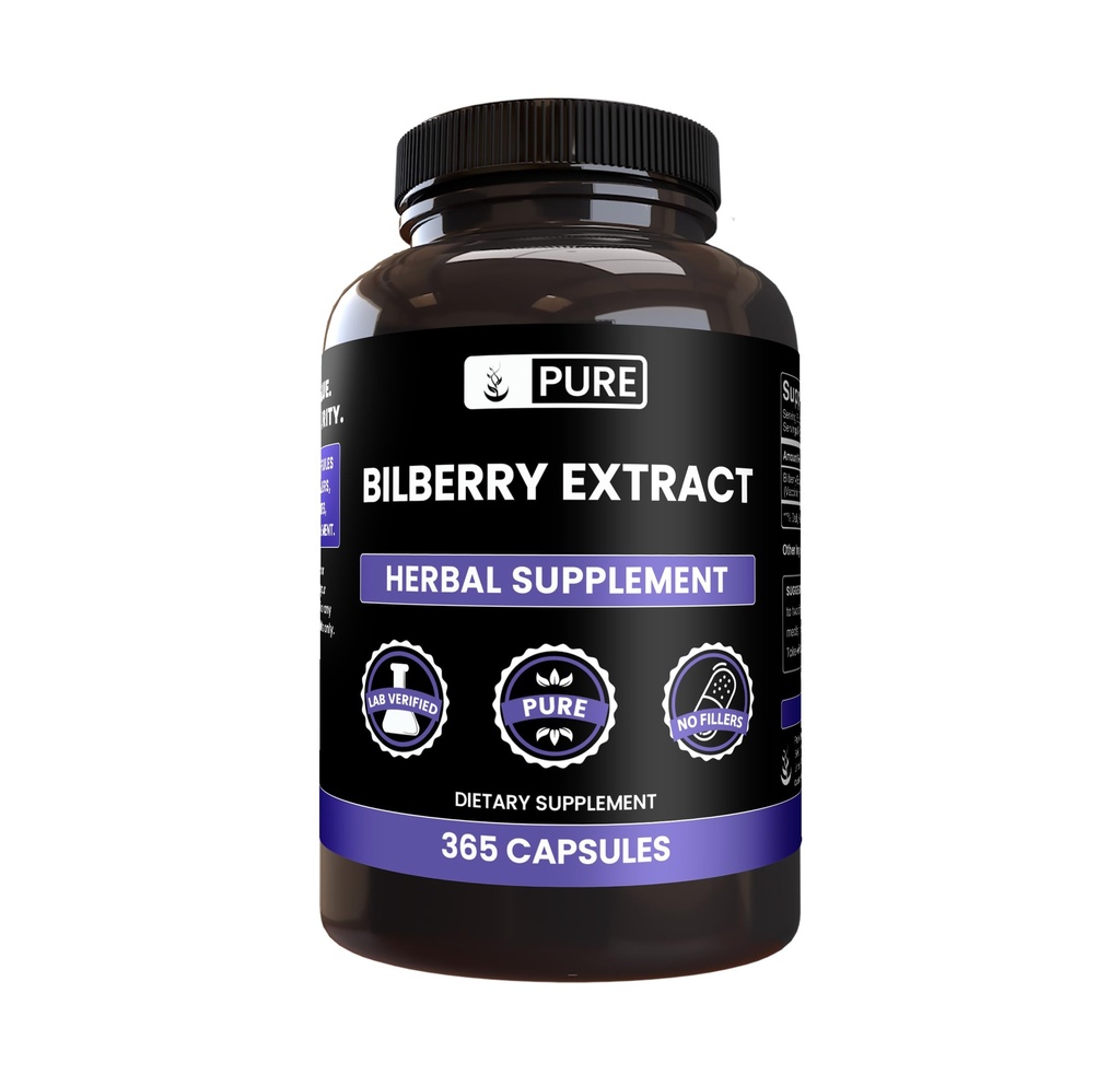 Pure originele ingrediënten Bilberry Extract (365 capsules) Geen Magnesium of rijst Fillers, altijd zuiver, Lab geverifieerd