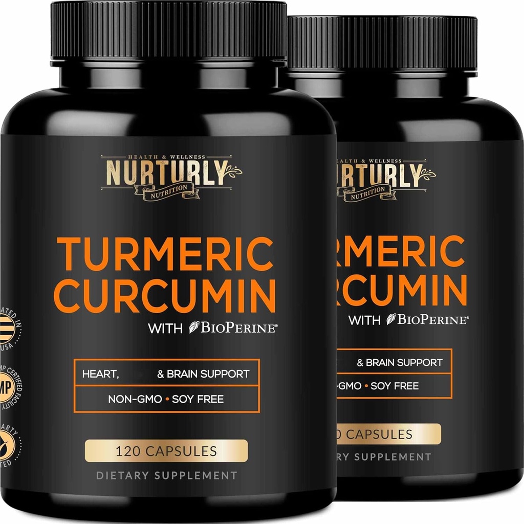 Kurkuma Curcumine met BioPerine Black Pepper en 95% Curcuminoïden - Hoge Absorptie Kurkuma Supplementen 1300mg voor Hearth Health - Non-GMO, Glutenvrij - 240 Capsules