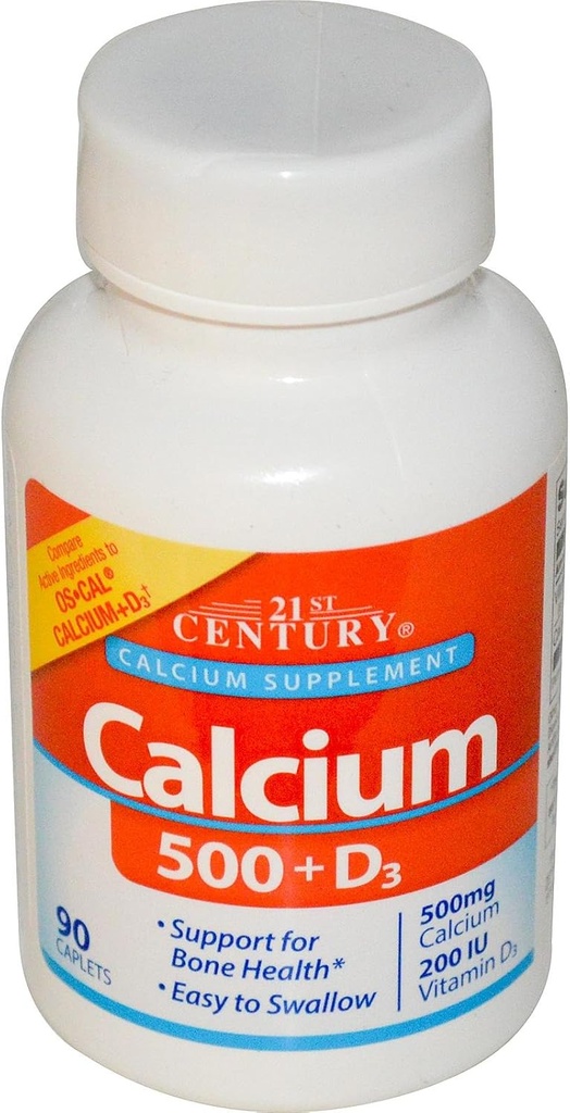 21e eeuw Calcium 500 + D3, 5 mcg (200 IE), 90 tabletten