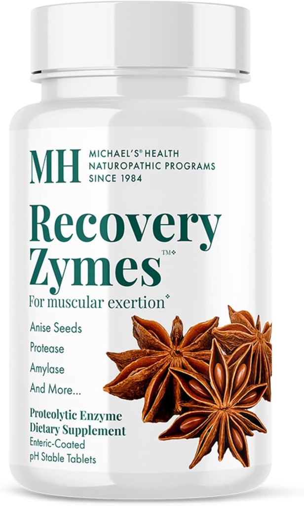 MICHAEL'S Health Naturopathische Programma's Herstel Zymes - 180 Enteric Coated pH Stable Tablets - Proteolytische Enzyme Supplement - Ondersteunt Natuurlijke Ontvlammingsreactie - 30 Servingen