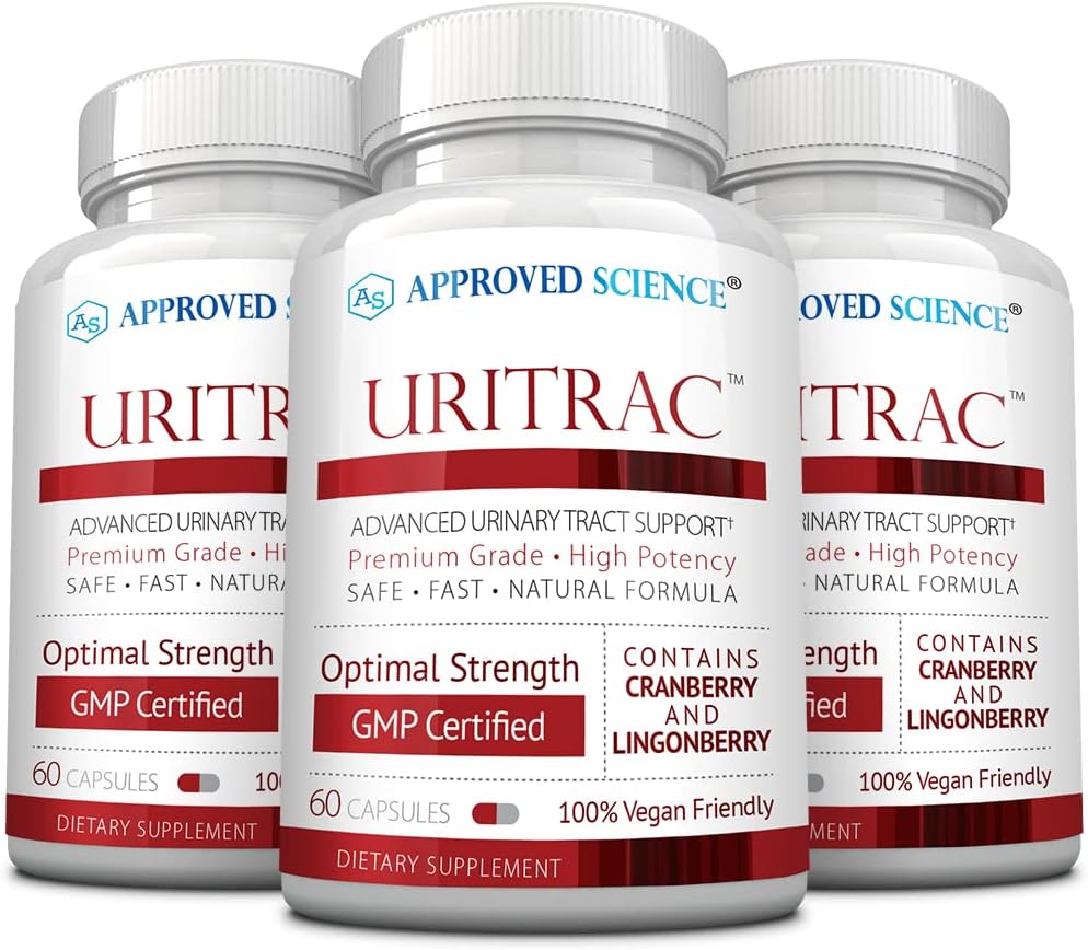 Goedgekeurde Science® UritracTM - UTI Support - Cranberry, D-Mannose, Lingonberry - Vegan Friendly - 60 Capsules per fles - Verpakking van 3