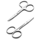 Gezichtshaar Kleine borstelschaar voor mannen Vrouwen - wenkbrauw, neushaar, snor, baard, wimpers, oor trimmen Kit - gebogen en afgeronde veiligheid Tip Clippers voor het haar snijden - 2PCS zilver
