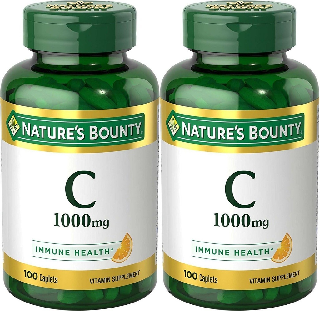 Nature's Bounty Vitamine C, 1000mg, Ondersteunt Immune Health, 100 Caplets (Pack of 2)