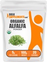BulkSupplements.com Biologische Alfalfa Graspoeder - Alfalfasupplement, Groen Superfoodpoeder - Veganistisch & Glutenvrij, 5g per portie, 100g (3.5 oz) (verpakking van 1)