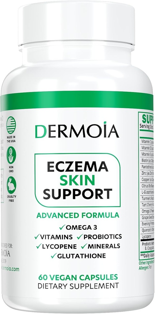 Eczeem supplementen - Geformuleerde Dyshidrotische Eczeem pillen voor volwassenen - Het verstrekken van Eczeem Relief, gericht op de interventie van Eczeem, Geïrriteerde droge huid, en verbeterd met psoriasis supplementen
