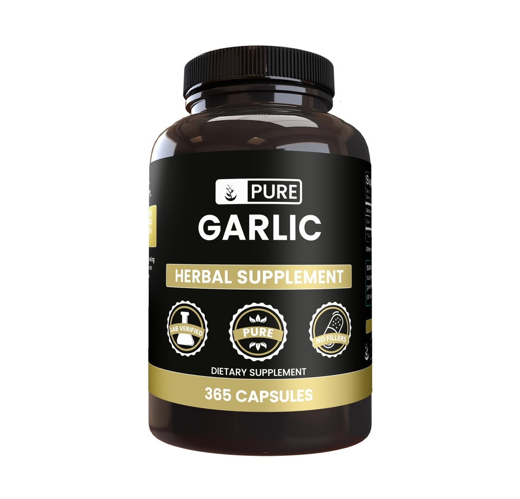 Pure Original Ingrediënten Knoflook Extract (365 capsules) Geen Magnesium of Rijst Fillers, altijd zuiver, Lab geverifieerd