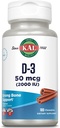 KAL Vitamine D3 Kauwtabletten 50 mcg, Vitamine D 2000 IE als Cholecalciferol, Suikervrij, Natuurlijke Cinnamon smaak D3 Vitamine, Immuun Ondersteuning & Bone Health, 100 porties, 100 Kauwtabletten