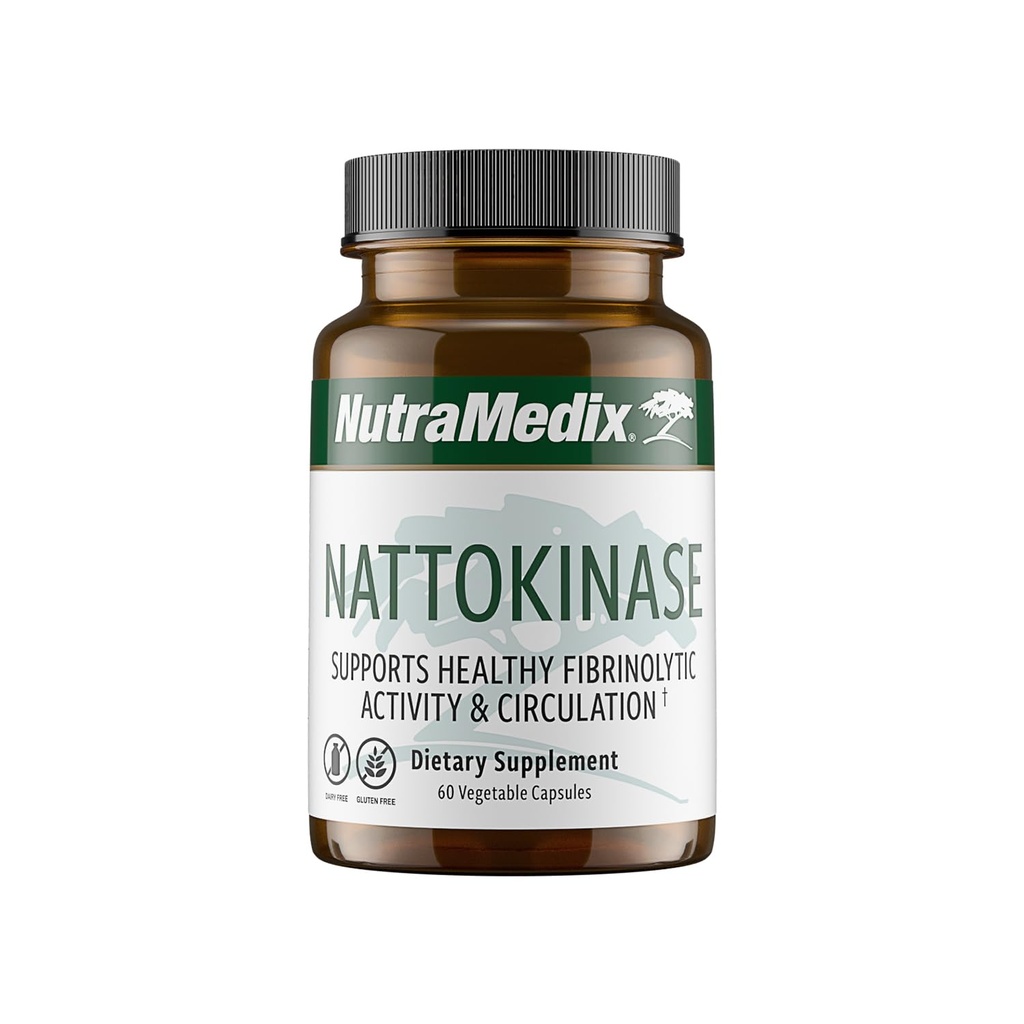 NutraMedix Nattokinase Supplement - Nattokinase 2000 FU per Serving - Geformuleerd voor ondersteuning Hartgezondheid en gezonde circulatie - Gluten + Dairy-Free (60 capsules)