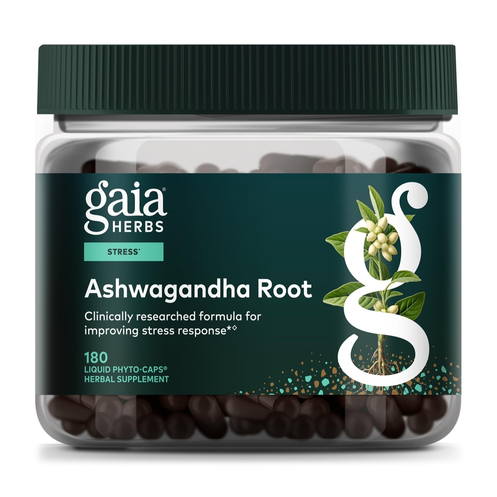 Gaia Herbs Ashwagandha Root - Stress Relief & Sleep Support Supplement - Ondersteunt evenwichtige energieniveaus en positieve Outlook* - 180 Vegan Liquid Phyto Capsules (90-Day Supply)
