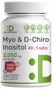 Myo-Inositol et supplément D-Chiro Inositol pour les femmes (40:1) $ 2,050mg par portion $ 240 Capsules de légumes avec folate, vitamine D3 et vitex $ Balance hormonale et soutien du cycle $ Non-OGM
