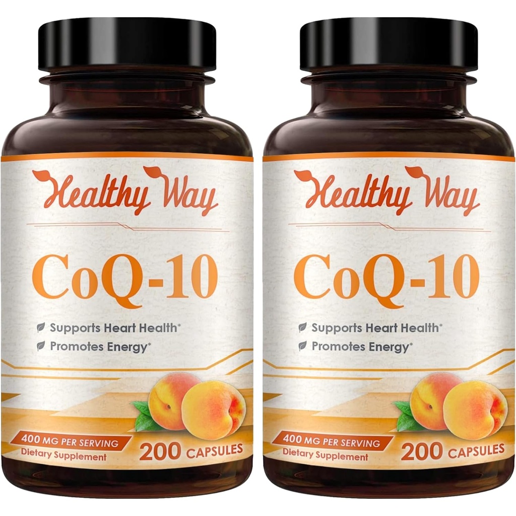 Co-enzym Q10 400 mg CoQ10 supplement - eenmaal daags Coq 10 400 mg poedercapsules voor gezonde hartantioxidant en energieondersteuning - non-GMO Quick Absorptie Ubichinon Q10 Co-enzym (200 porties)