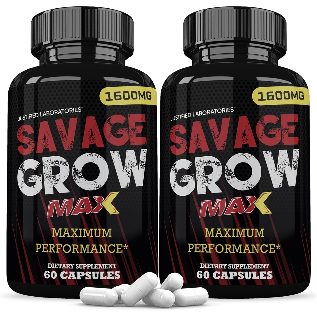 Laboratoires justifiés (2 Pack Savage Grow Max 1600MG Avancé hommes Formule 120 Capsules