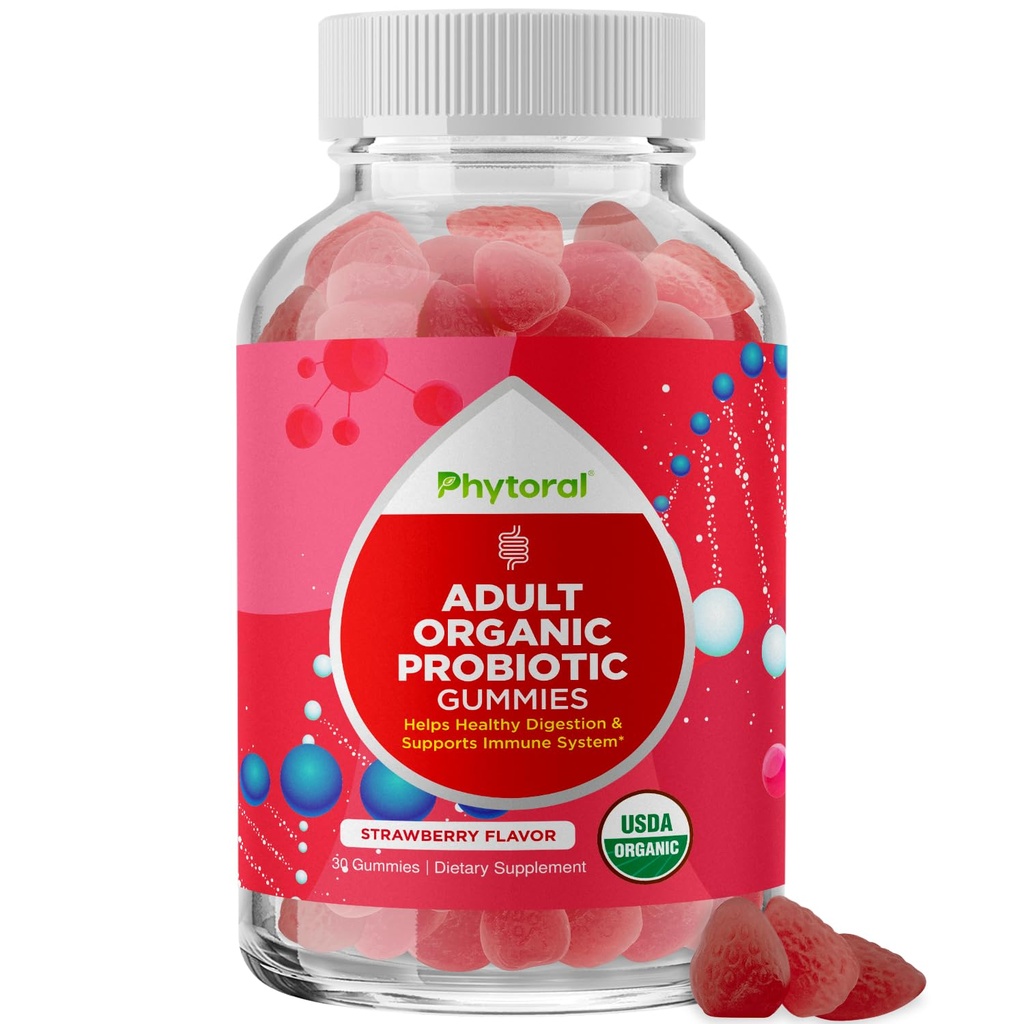 Gezonde Gut Probiotic Gummies voor volwassenen - Biologische Probiotica voor Gut Health Upset Maag Relief en Immune Support - Digestive Health Kauwbare Probiotic Gummies voor vrouwen en mannen - 5 miljard CFU