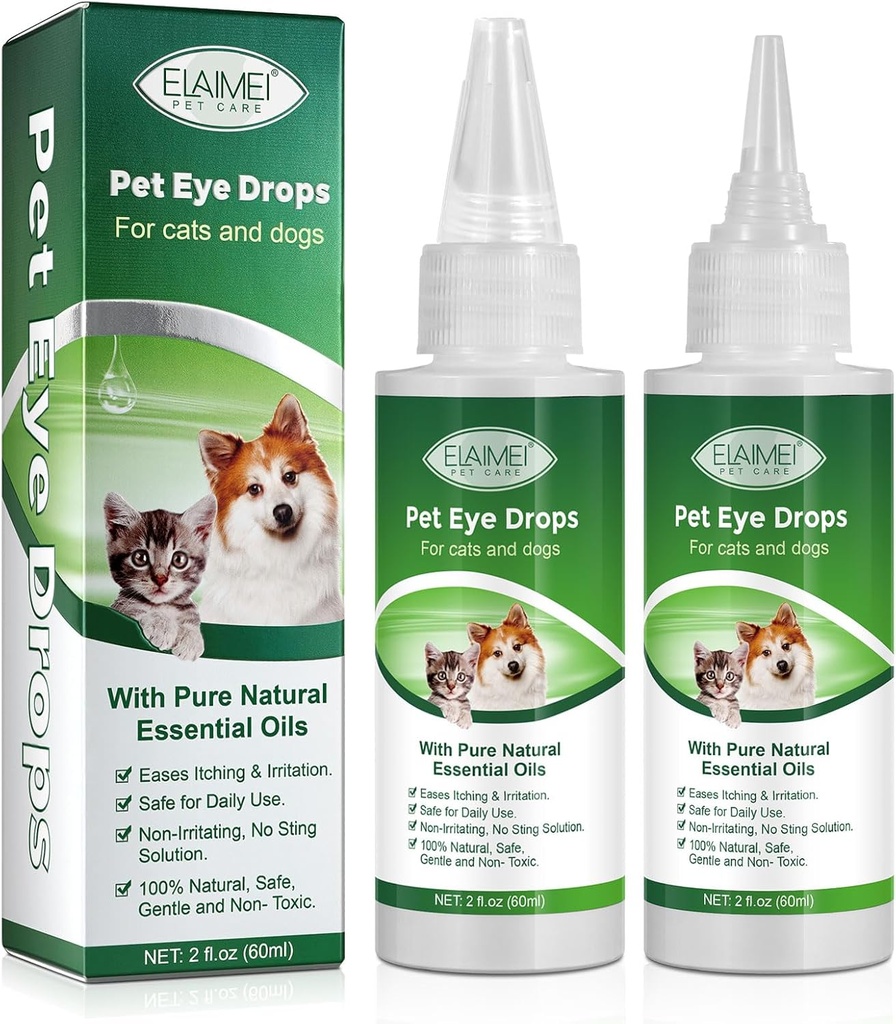 Oogdruppels voor honden en katten, zachte Formula Dog Eye Drops, Flush & Soothe Eye Irritaties Ondersteunt Ogen Infectie Relief Eye Cleaner, - Pet Eye Gentle Care Supplement Cats Drops for Eyes - 4,04 fl oz