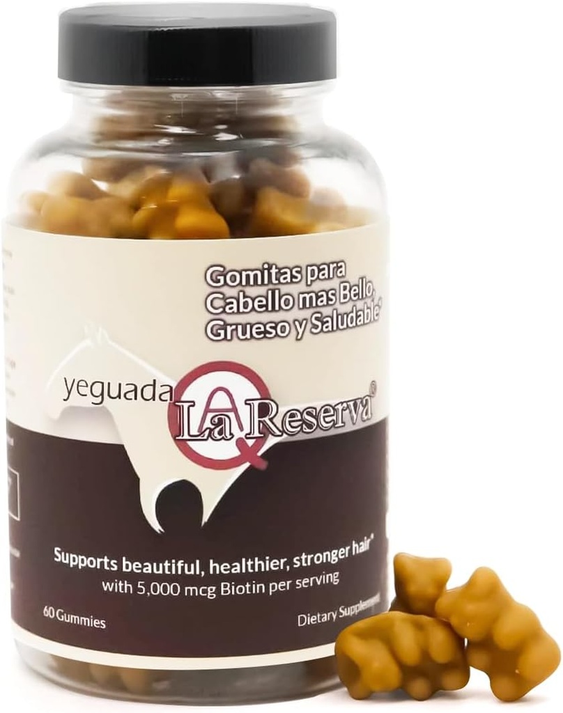 Yeguada La Reserva Hair and Nails Gummies, 5000 mcg Biotin, Vitamin E & C Gummies for Hair Skin and Nails, 60 Stuks Gomitas para Cabello y Unas mas Largo, Fuerte y Saludable 60ct