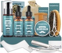 Kit barbe,Kit de peigne pour homme W/Straight Razor,2 PAQUET Huile de barbe, Laver, Baume, Brosse, Peigne, Ciseaux Hommes Cadeaux de Noël pour homme Boyfriend Nourriture pour mari Kit de rasage