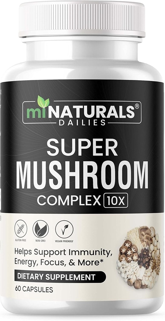 MINATURALS Mushroom Complex Capsule - Lion's Mane, Reishi, Cordyceps, Chaga, Turkije staart, Maitake - Supplement Real Fruiting Body - 10 in 1