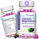 Hoge Absorptie Calcium Gummies, Suikervrij Calcium Magnesium Supplement met Kalium Vitamine D3 voor B0ne & Tanden Kracht, Spierfunctie - Vegan, Vlierbes Smaak 120 Ct