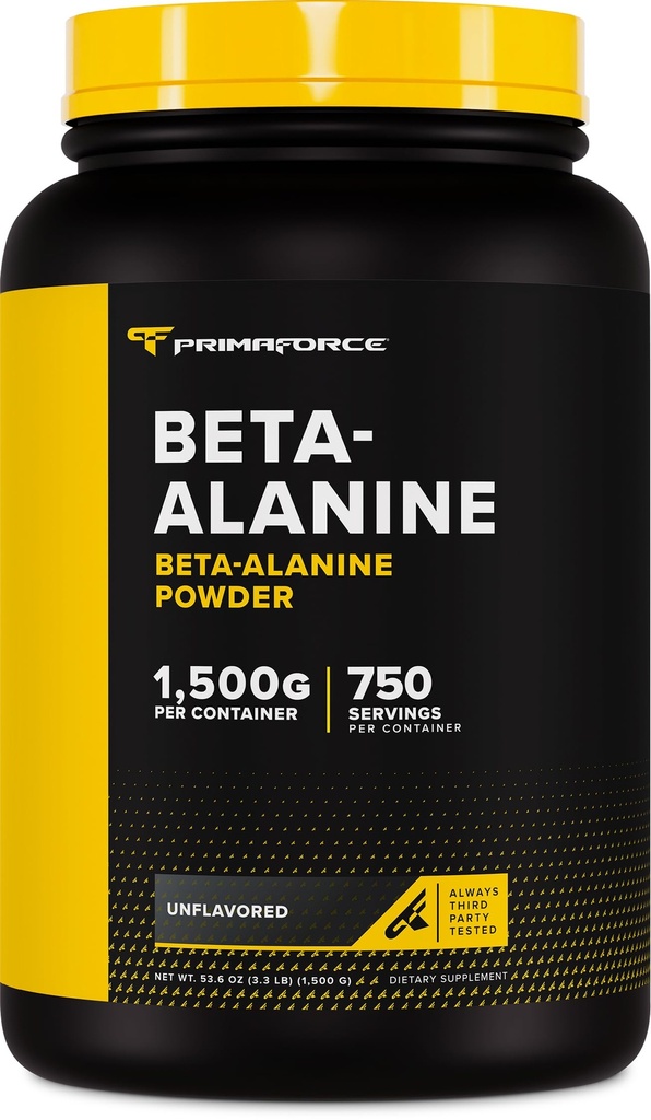Primaforce Beta Alanine Poeder, Unflavored, 1,5 kg - Glutenvrij, Non-GMO Supplement voor mannen en vrouwen