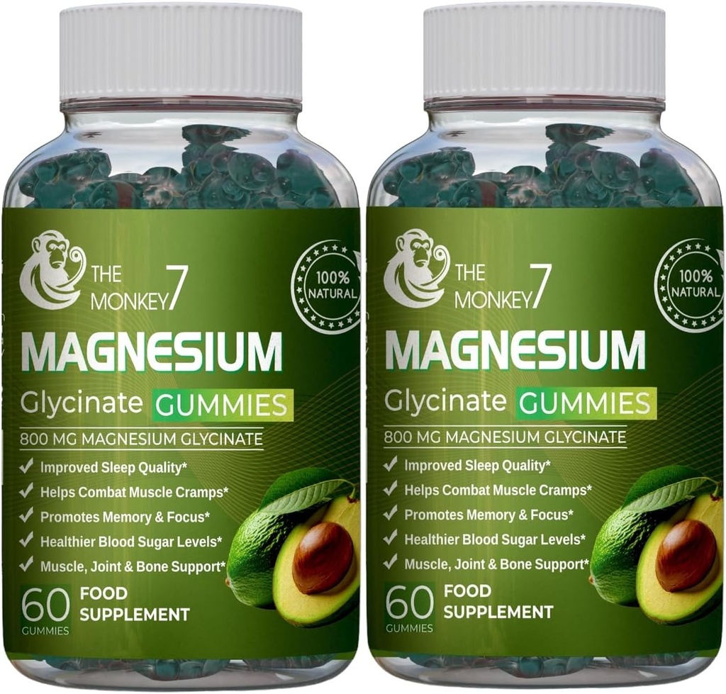 Magnesium Glycinate Gummies with Ashwagandha and CQ10 Calm Magnesium Complex L-Threonate Vegan Non-GMO 800mg Magnesium Glycinate Gummy Magnesium Supplement - Pack of 2