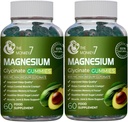 Magnésium Glycinate Gommies avec Ashwagandha et CQ10 Calme Complexe Magnésium L-Thréonate Vegan Non-GMO 800mg Magnésium Glycinate Gommy Supplément Magnésium - Paquet de 2
