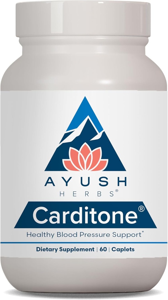 Ayush Herbs Carditone - Natural Heart Health Supplement for Women & Men, BP Formula, Holistic Heart Support with Rauwolfia, Arjuna, Calcium, and Magnesium - 60 Vegetarische Caplets (1 graaf)