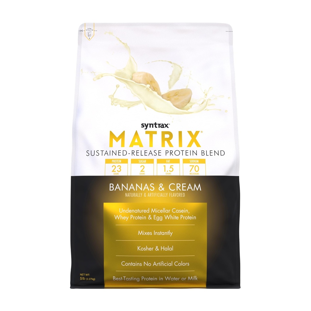Syntrax Nutrition Matrix Proteïnepoeder, Sustained-Release Blend, Bananas & Cream, 5 lbs.