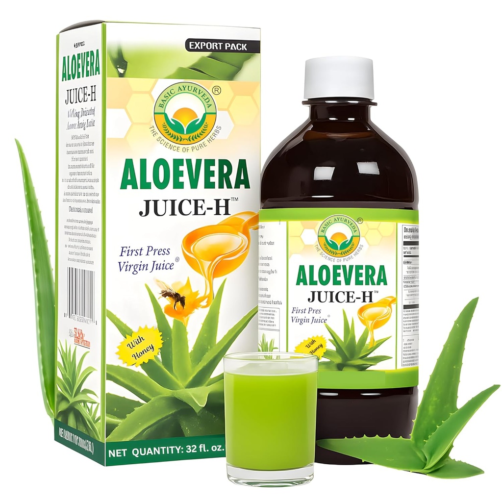 AYURVEDA BASIQUE Aloe Vera Jus avec miel 32.46 Fl Oz (960ml)--------------------------------------------------------------------------------------------------------------------------------------------------------------------------------------------------------------------------------------