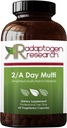 2/A Multi-A Supplément multivitamine adulte sans fer avec folate actif Quatrefolic, minéraux chélatés, vitamines A, B6, C, D, E, K, Riboflavine, Thiamin