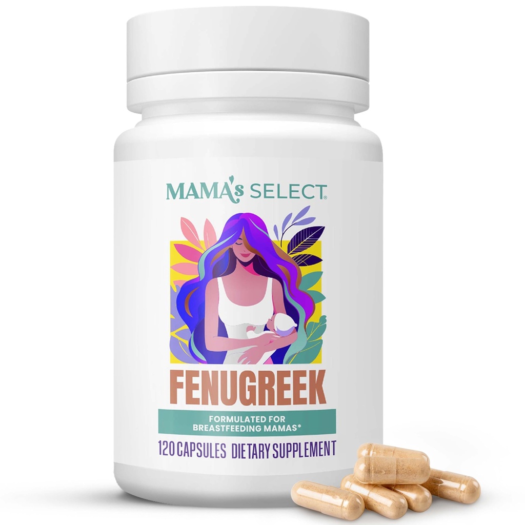 Mama's Select Organic Fenugreek Capsules – Natural Herbal Lactation Supplement to Boost Milk Supply, Vegan Digestive Health Aid, Allergen-Free & Non-GMO, USA-Made for Breastfeeding Moms