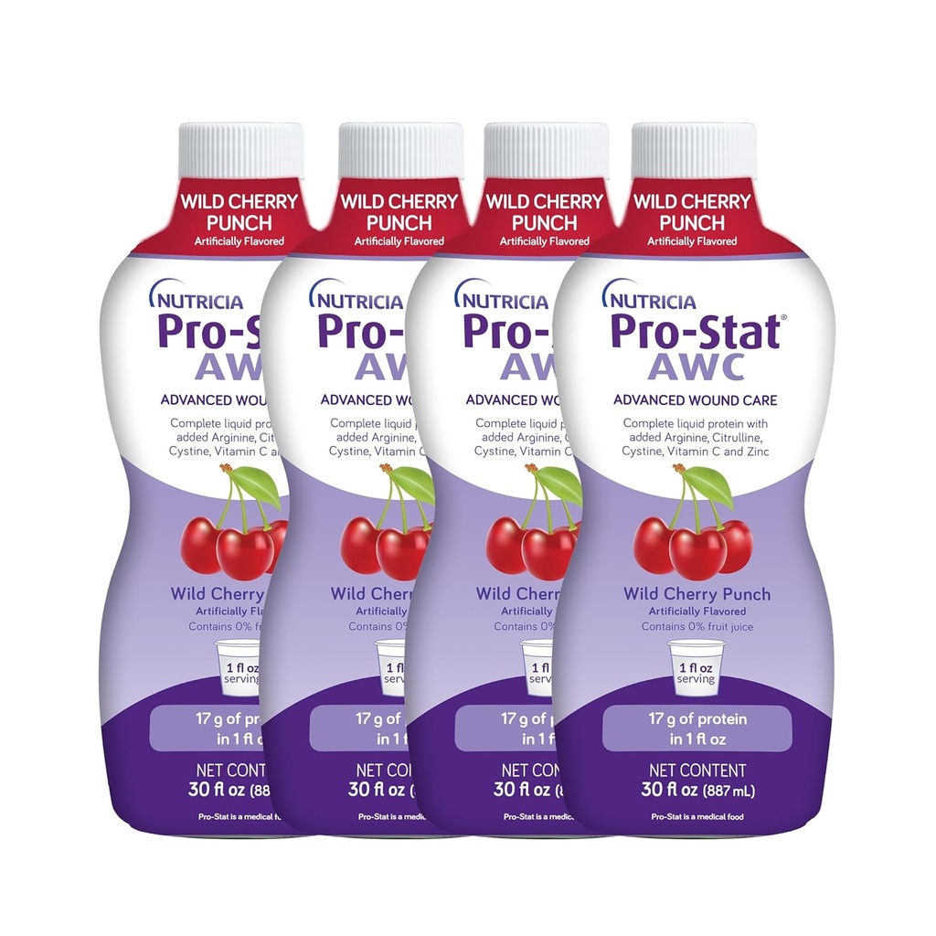 Pro-Stat Advanced Wound Care (AWC), Geconcentreerde Liquid Protein Medical Food - Wild Cherry Punch Flavor, 30 Fl Oz fles (geval 4)