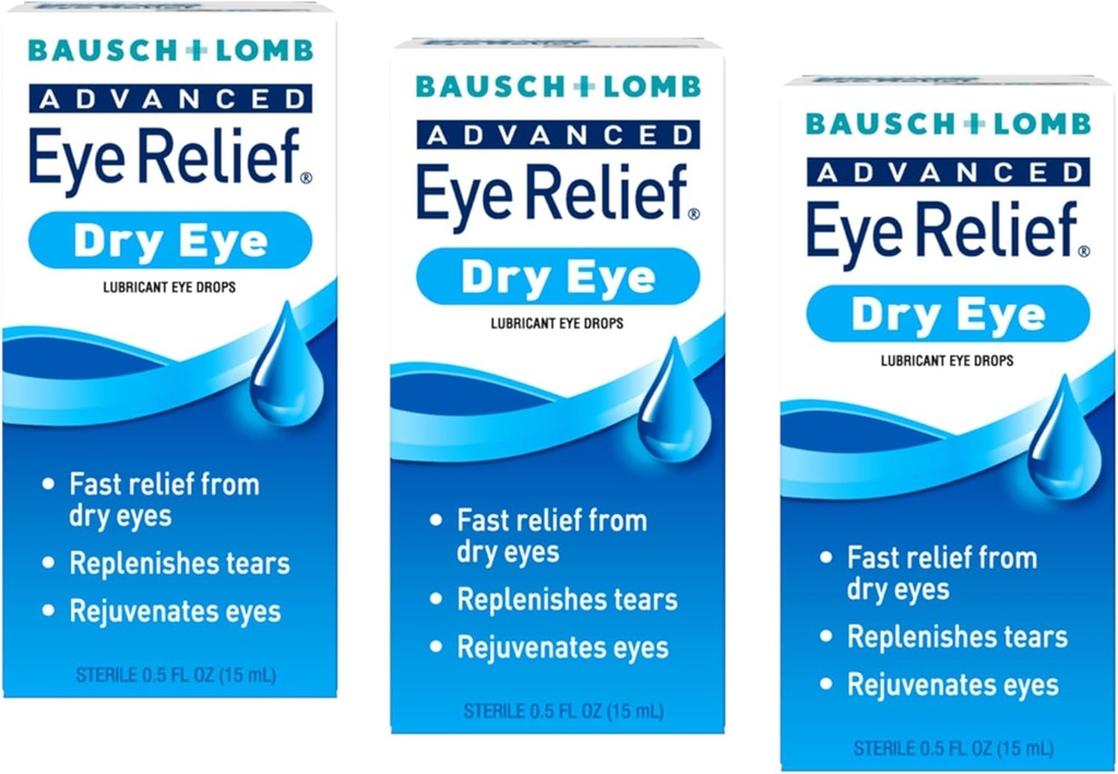 Bausch + Lomb Advanced Eye Relief, Lubricant Eye Drops for Dry Eyes, Moisturizing & Soothing, Replenishes Tears for Fast Relief, 0,5 Fl Oz