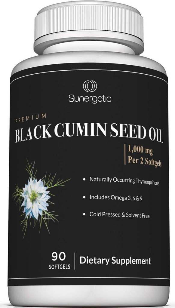 Sunergetic Premium Black Cumin Seed Oil Softgels 1.000mg Black Seed Oil Per Serving 