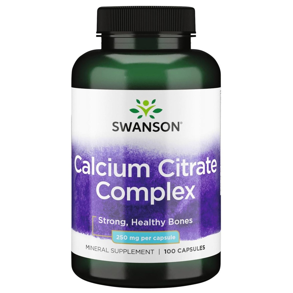 Swanson Calcium Citrate Complex Bot Muscle Nerve Health Blood Pressure Support Mineral Supplement 250 mg Calcium (van Citrate & Carbonate) 100 Capsules
