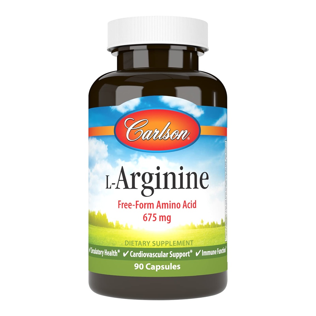 Carlson - L-Arginine, 675 mg, favorise la santé circulatoire et cardiovasculaire, 90 gélules