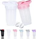 Bouteille Shaker Protein Shakes Cup and 10-Ounce/300ML Bouteille Shaker avec boules de fouet, Bouteilles de Shakers Protein Set, Plastique non BPA(White+Pink(2PCS))