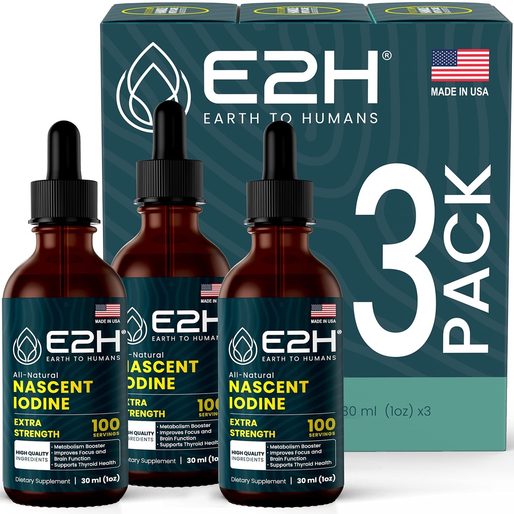 E2H Vegan Liquid Iodine - Thyroid Support and Cognitive Function - Boost Your Metabolisme and Energy Levels - Vegan - Non-GMO (3 flessen)