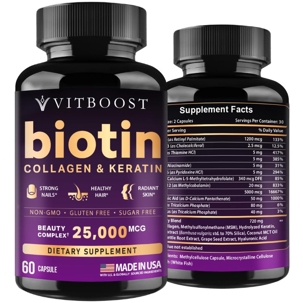 VITBOOST Biotine met Hyaluronzuur, Collageen en Keratine 