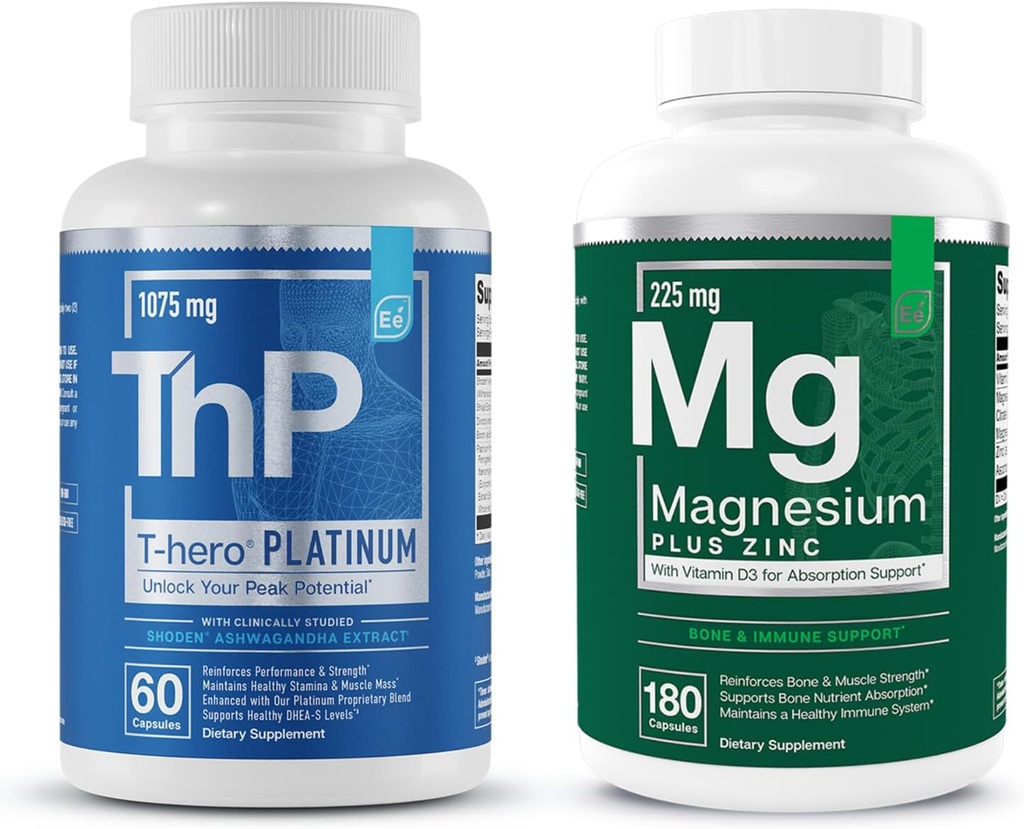 Essentiële elementen Magnesium en zink met vitamine D3 + T-Hero Platinum 