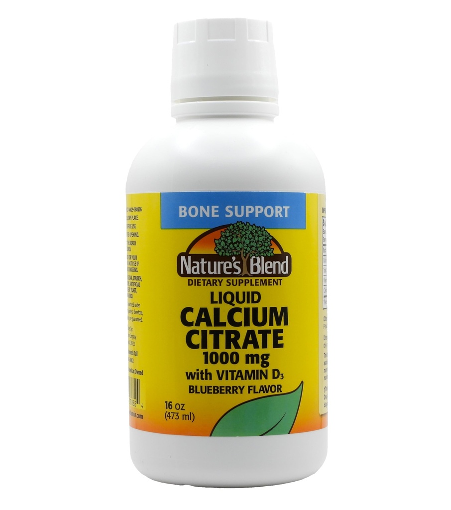 Liquid Calcium citraat 1000mg met D3 16 fl oz Liquid Blueberry