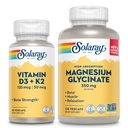 SOLARAY Vitamine D3 K2 en Magnesium Glycinate - Bone Health Bundle - Calcium Absorptie, Zenuw, Hart en Immuun Ondersteuning met 5000 IE Vitamine D, 350mg Gecheleerd Magnesium, 60 dagen Garantie, 60ct/120ct