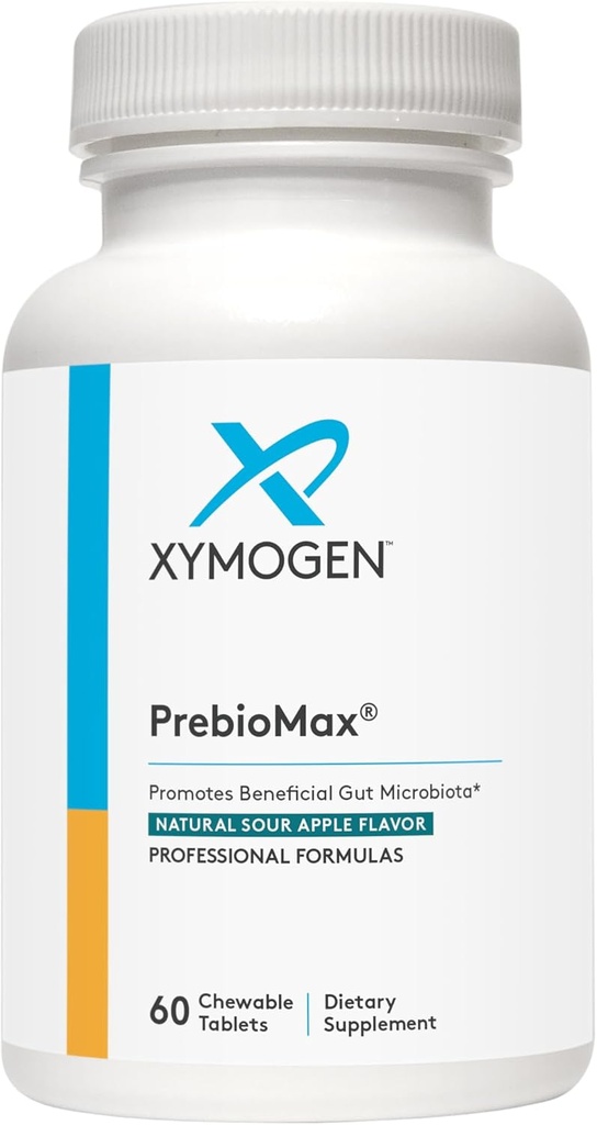 XYMOGEN PrebioMax Prebiotic Fiber Supplement - Xylooligosacchariden (XOS) te helpen handhaven Digestieve gezondheid + ondersteuning gezonde microbiële activiteit in de GI Tract - Zure appel (60 kauwtabletten)