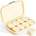 Dagelijkse pil Organisator, 8 Compartments Portable Pill Case, Vocht-Proof Pill Case, Pill Dispensers, Travel Pill Container, om vitamines te houden Pillen Cod Lever Olie Regelmatige tabletten (Cream White)