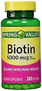 Spring Valley - Biotin 5000 mcg, 240 Softgels par Spring Valley